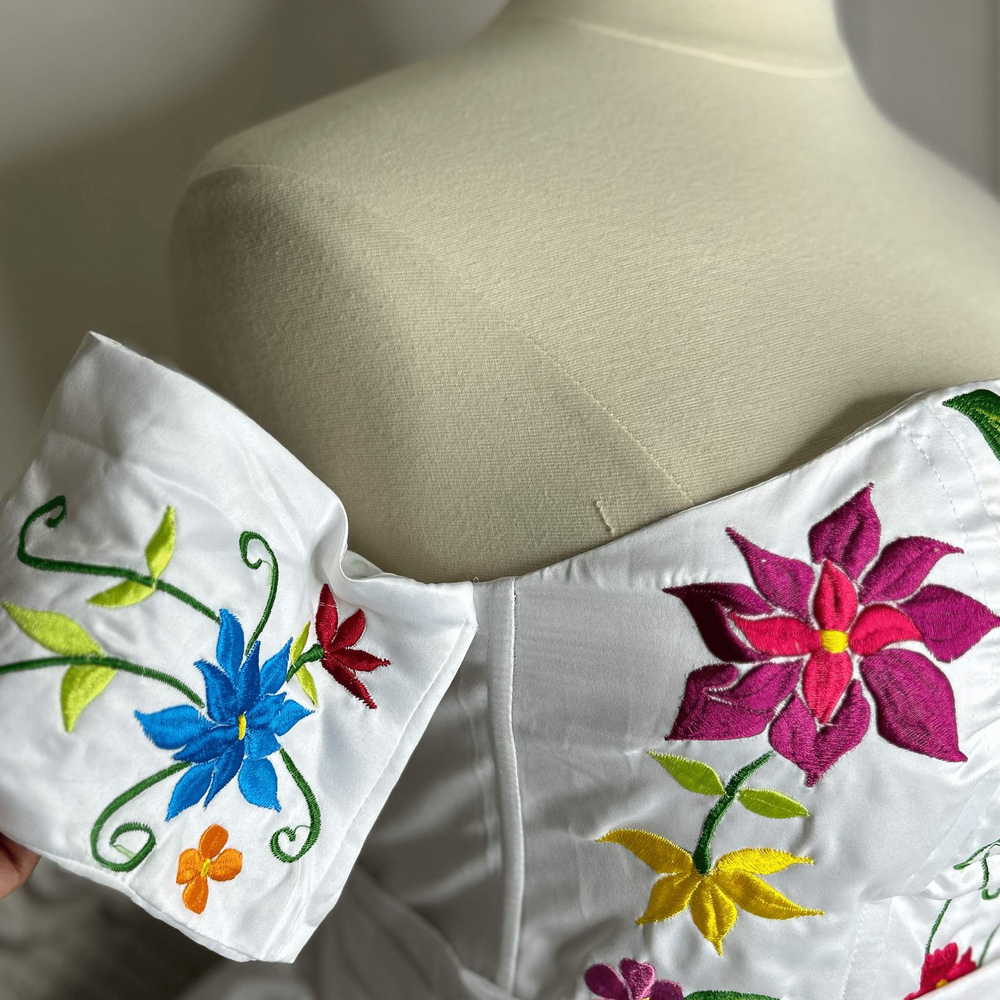 Embroidered Mexican Wedding Corset and Skirt - Rosie