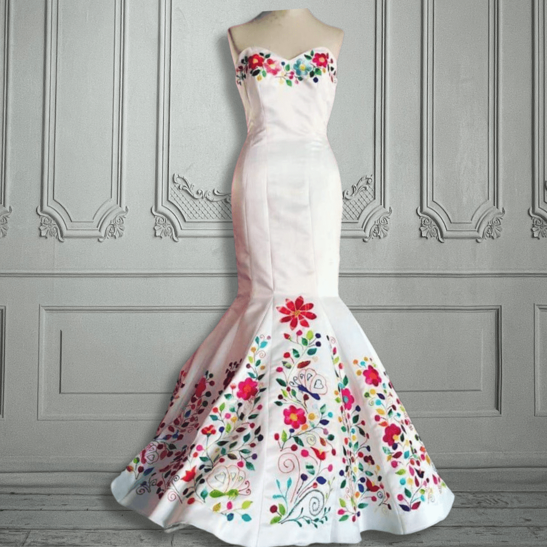 Embroidered Mexican Wedding Dress - Margarita