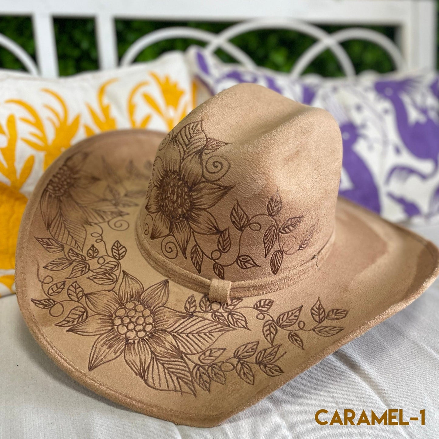 Engraved Floral Cowboy Hat