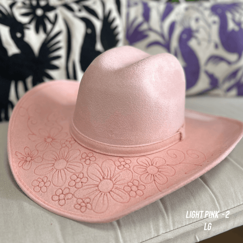 engraved-floral-cowboy-hat-  display picture 2
