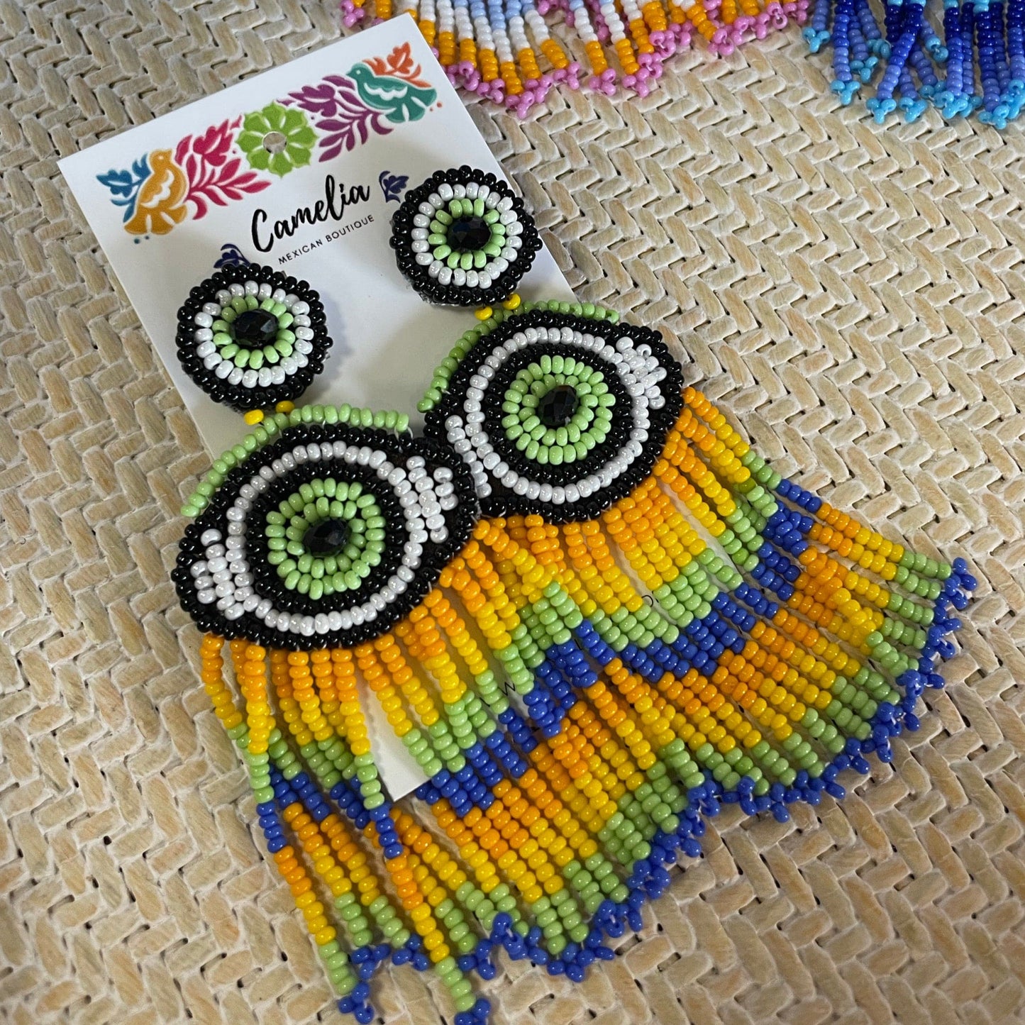 Evil Eye Huichol  Native American Earrings