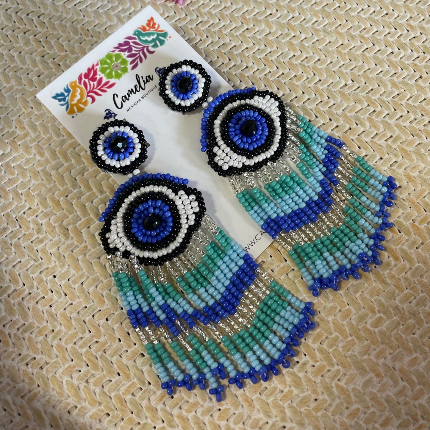 Evil Eye Huichol  Native American Earrings