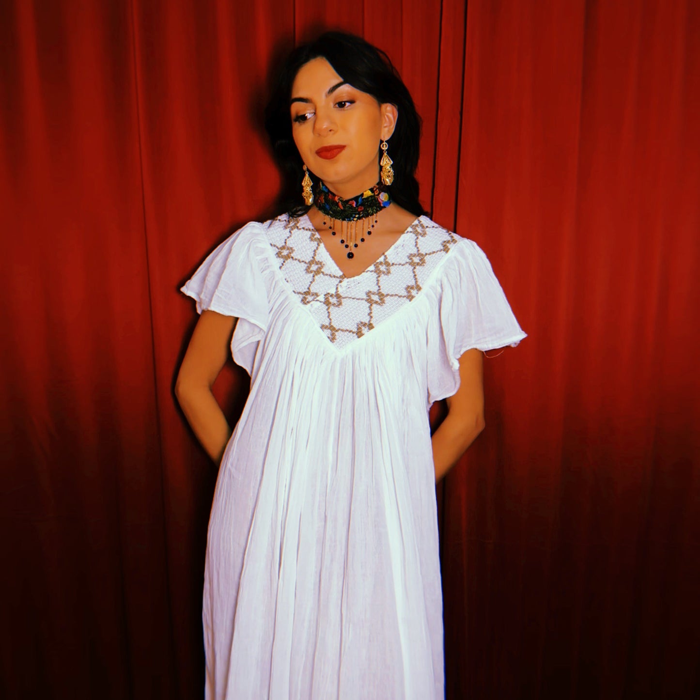 Flowy Cotton V-Neck Dress Flowy Cotton V-Neck Dress