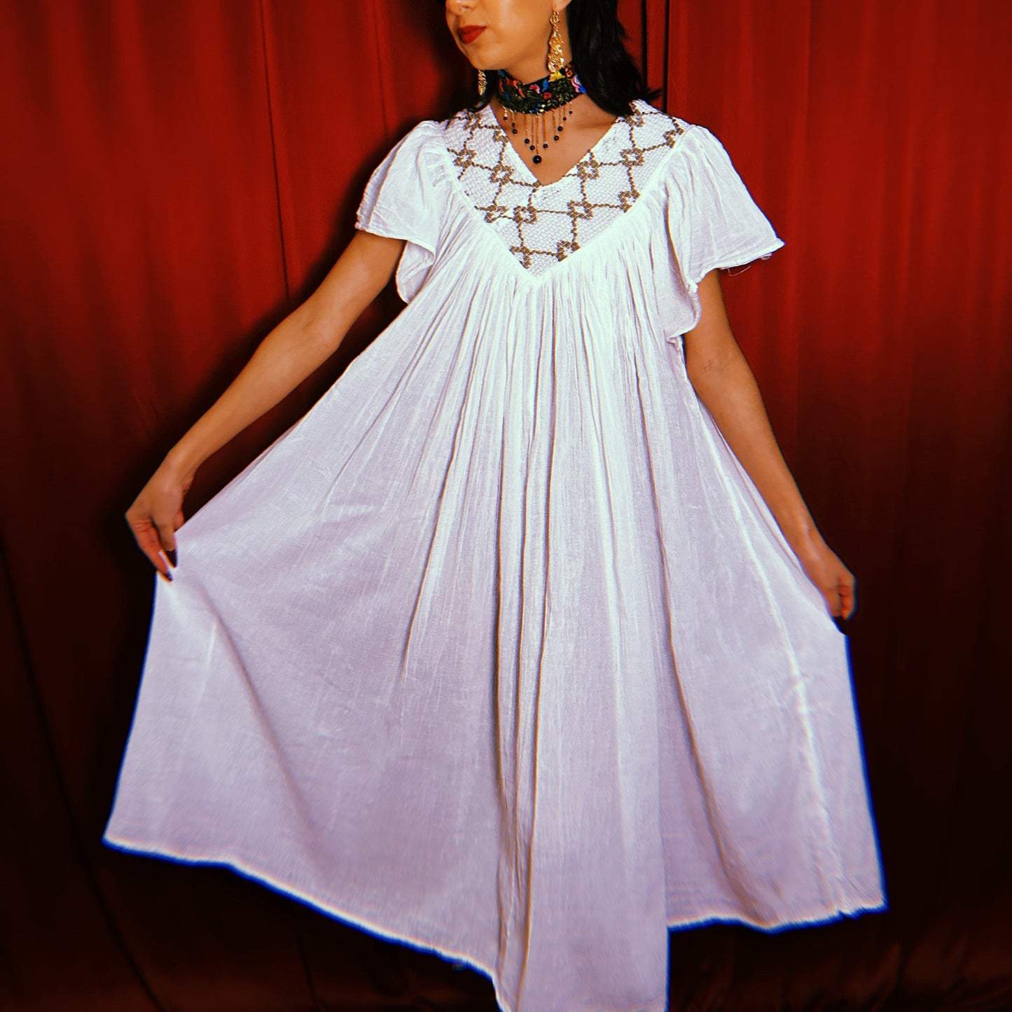 Flowy Cotton V-Neck Dress Flowy Cotton V-Neck Dress