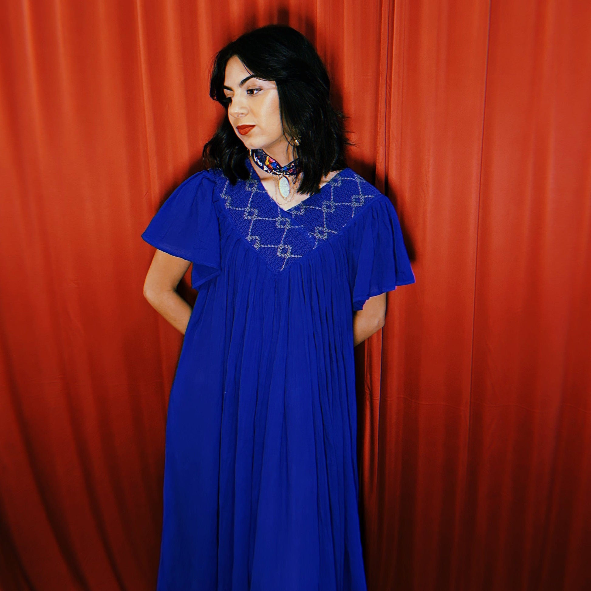 Flowy Cotton V-Neck Dress Flowy Cotton V-Neck Dress