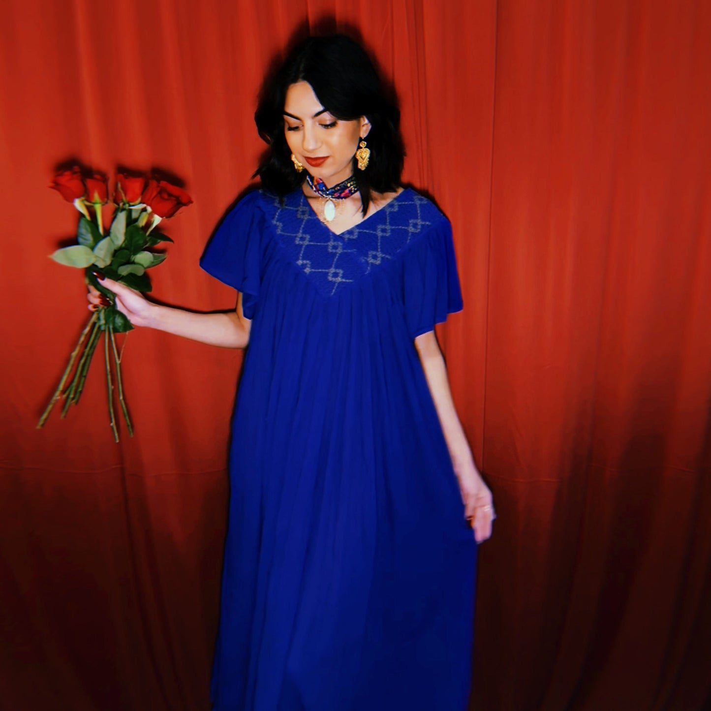 Flowy Cotton V-Neck Dress Flowy Cotton V-Neck Dress