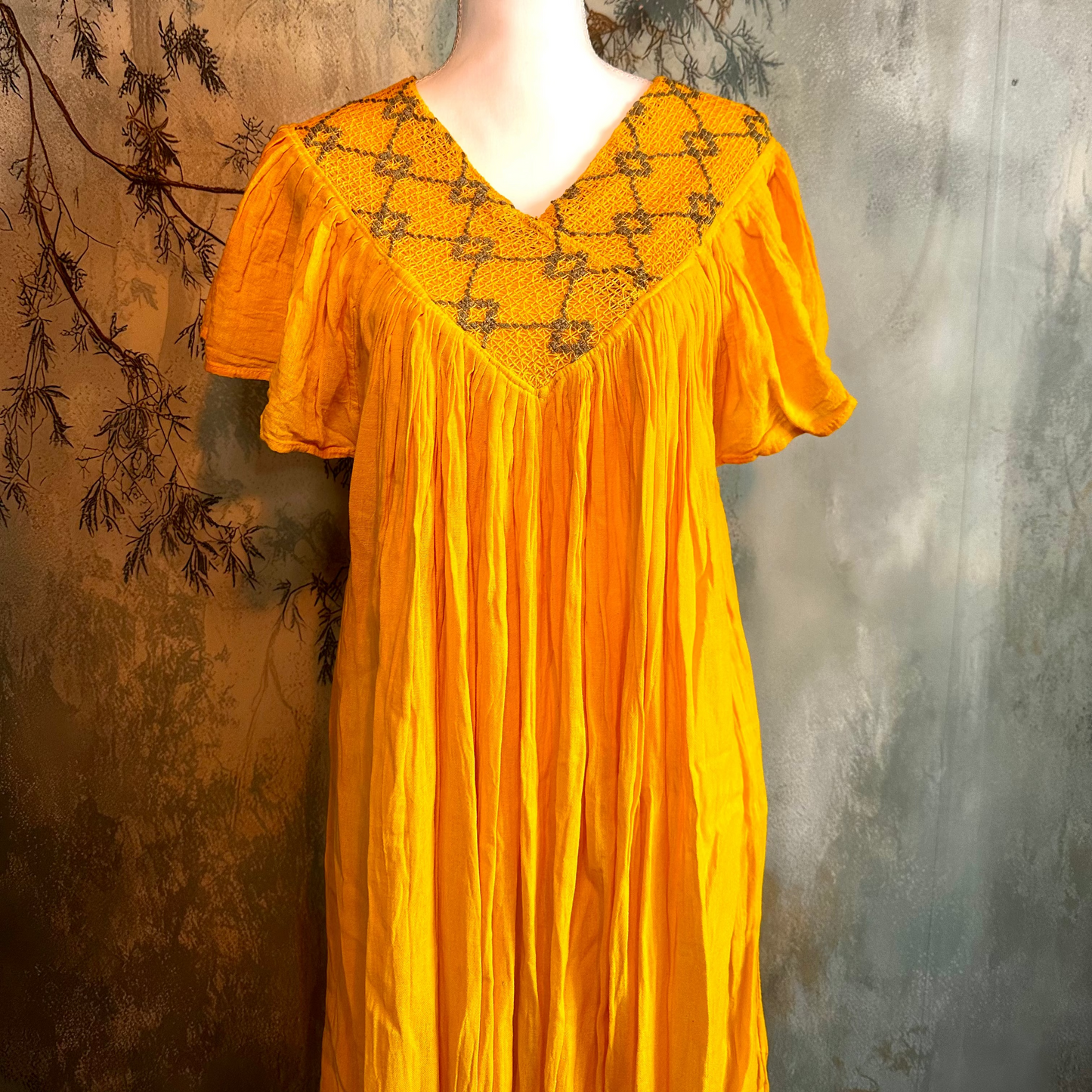 Flowy Gauze Embroidered V-Neck Dress Flowy Gauze Embroidered V-Neck Dress