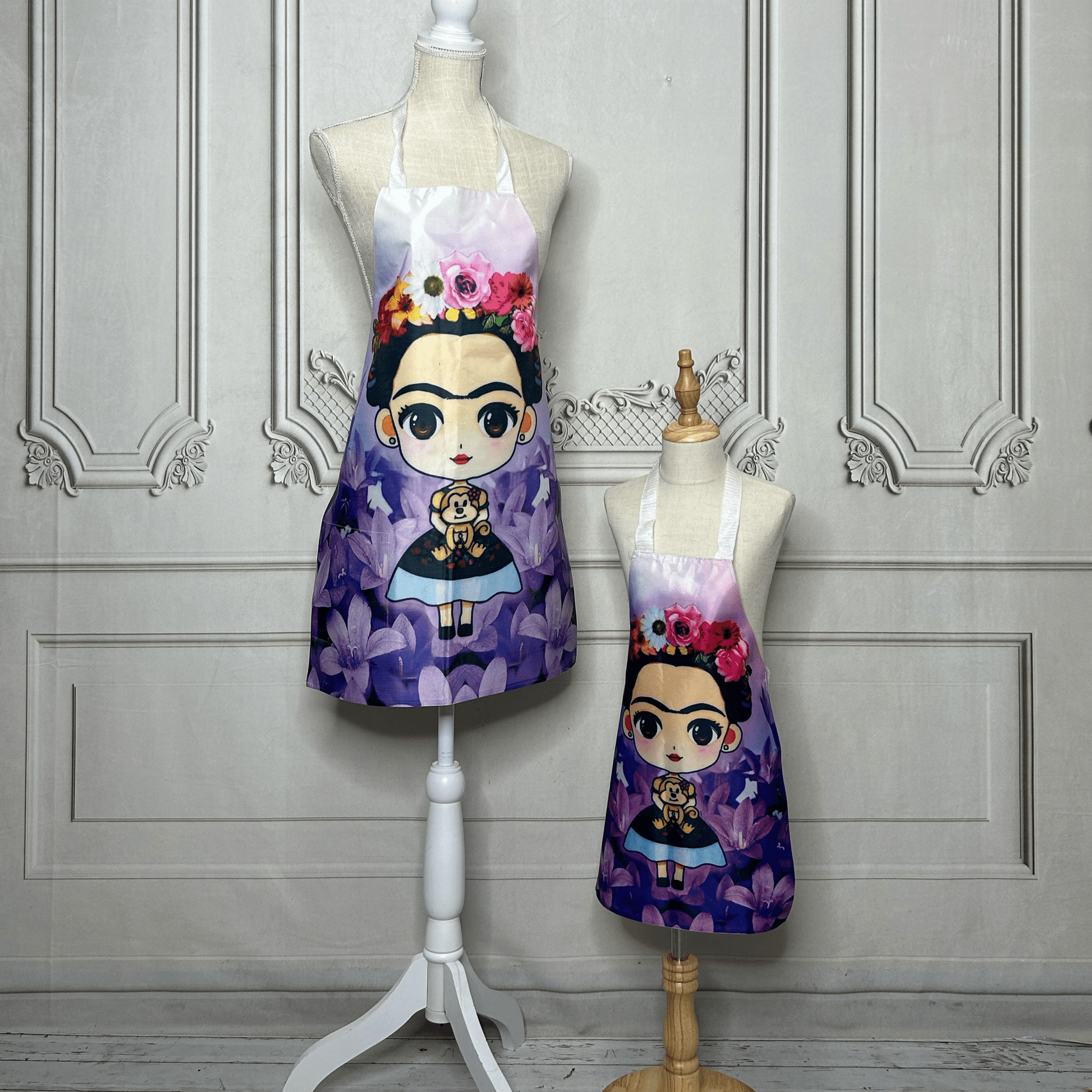 Frida Kahlo Apron MOMMY & ME Set PLUM