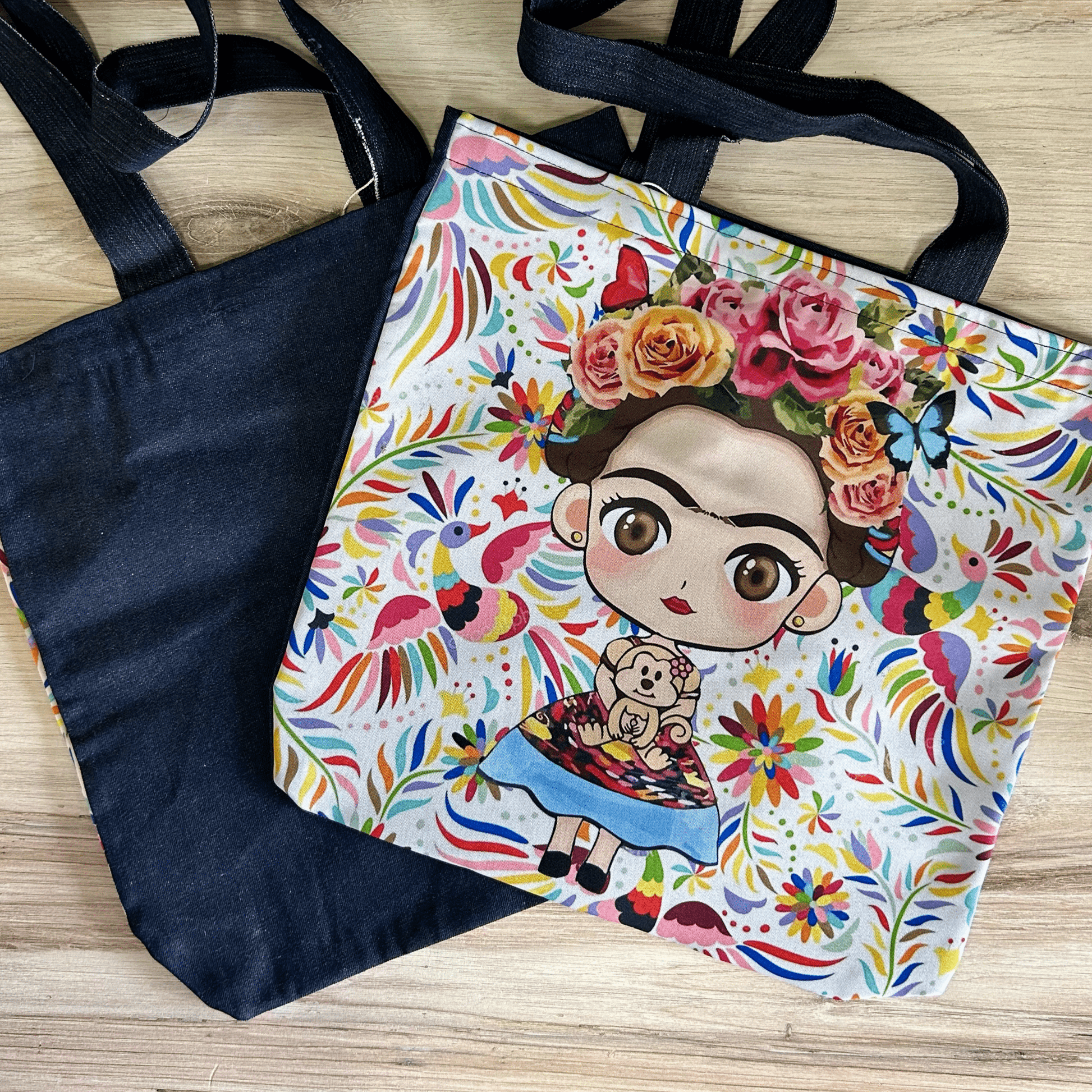 Frida Kahlo Denim Tote - Garden Medium