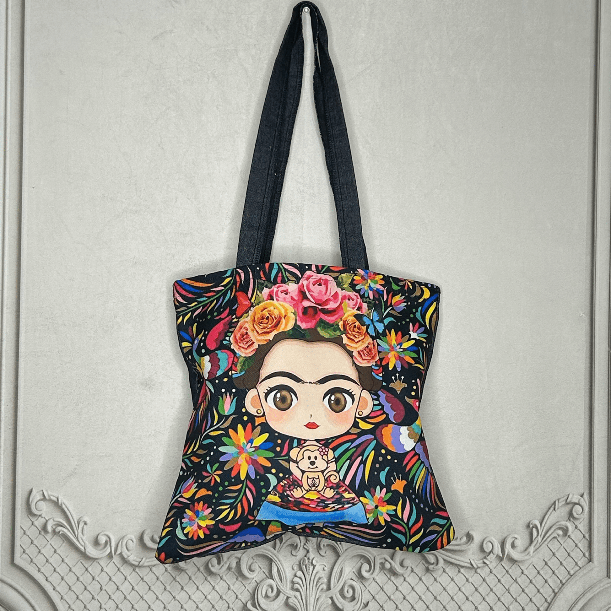 Frida Kahlo Denim Tote - Otomi Medium