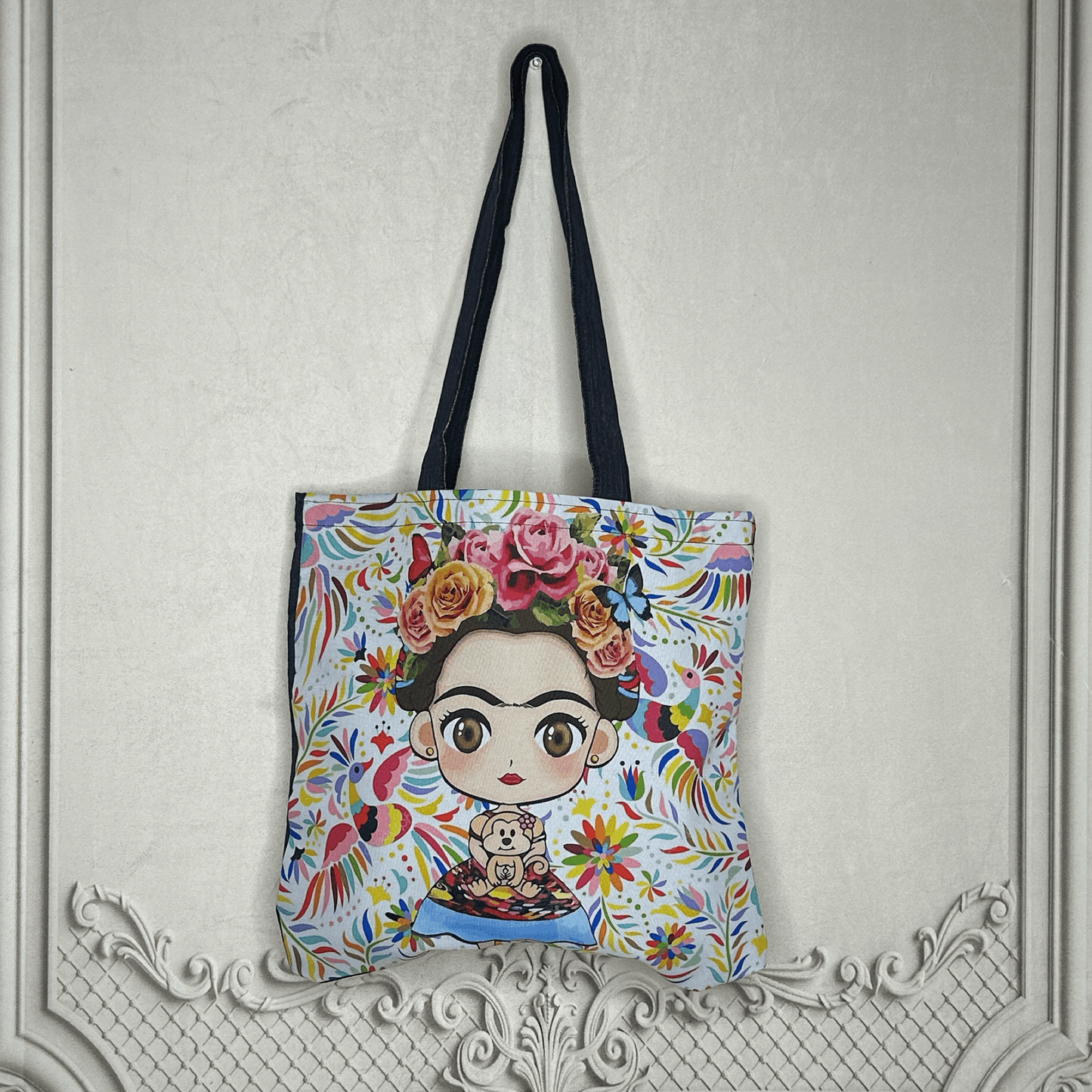 Frida Kahlo Denim Tote - Otomi Medium