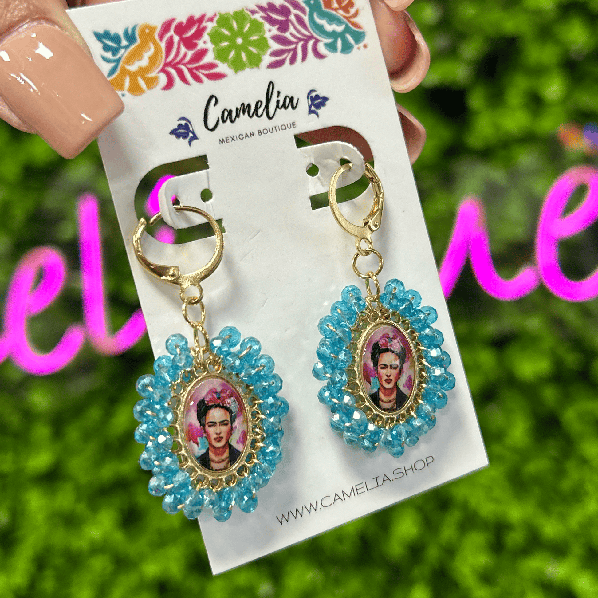 Frida Kahlo Earrings - Aqua SM Frida Kahlo Earrings - Aqua SM