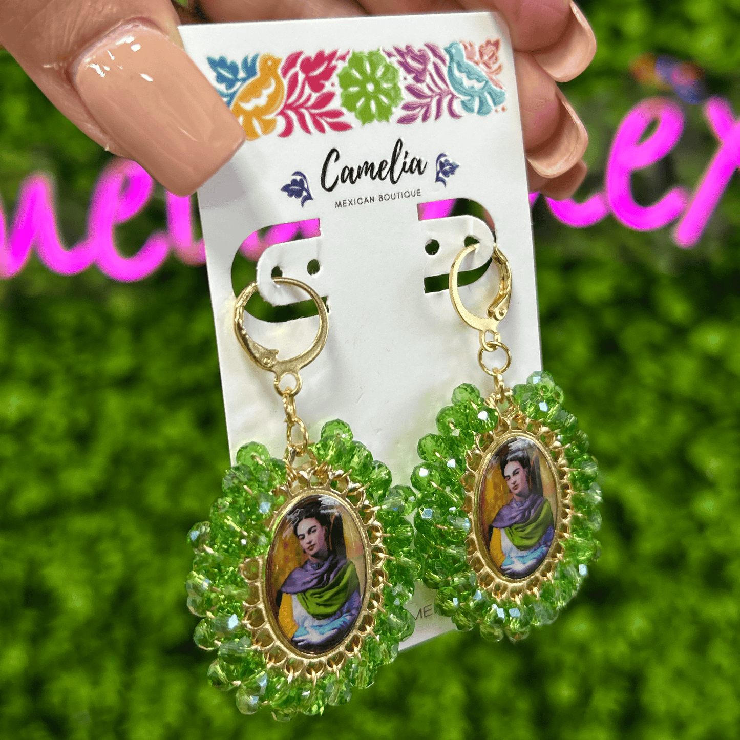 Frida Kahlo Earrings - Green LG Frida Kahlo Earrings - Green LG