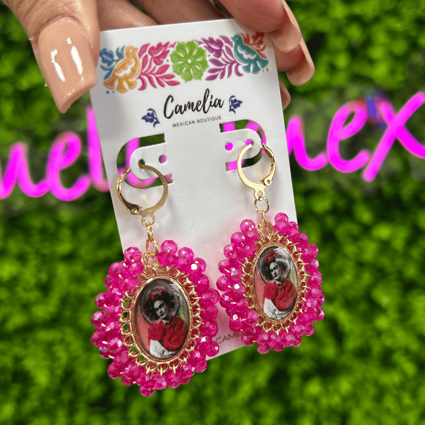 Frida Kahlo Earrings - Pink LG Frida Kahlo Earrings - Pink LG