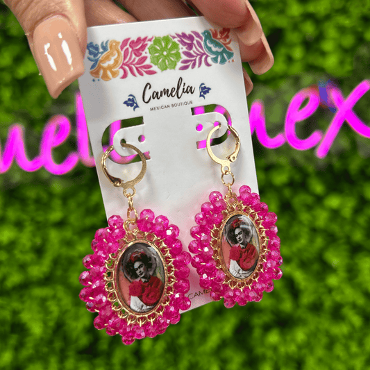 Frida Kahlo Earrings - Pink LG Frida Kahlo Earrings - Pink LG