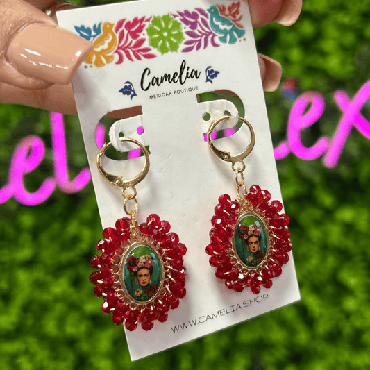 Frida Kahlo Earrings - Red 2 SM Frida Kahlo Earrings - Red 2 SM