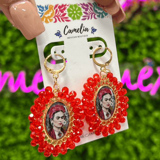 Frida Kahlo Earrings - Red LG Frida Kahlo Earrings - Red LG