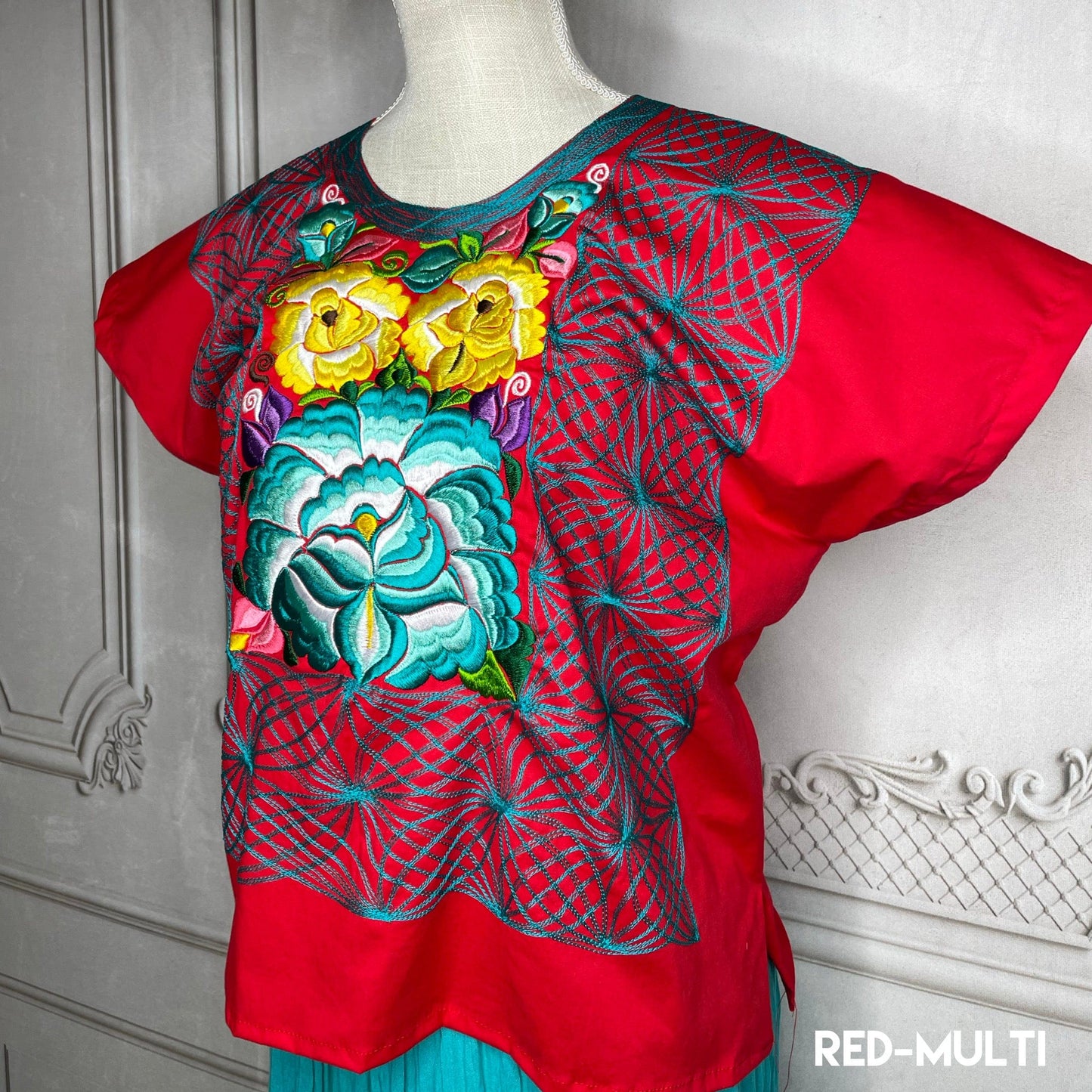 Frida Kahlo Huipil Blouse Stretch Flower