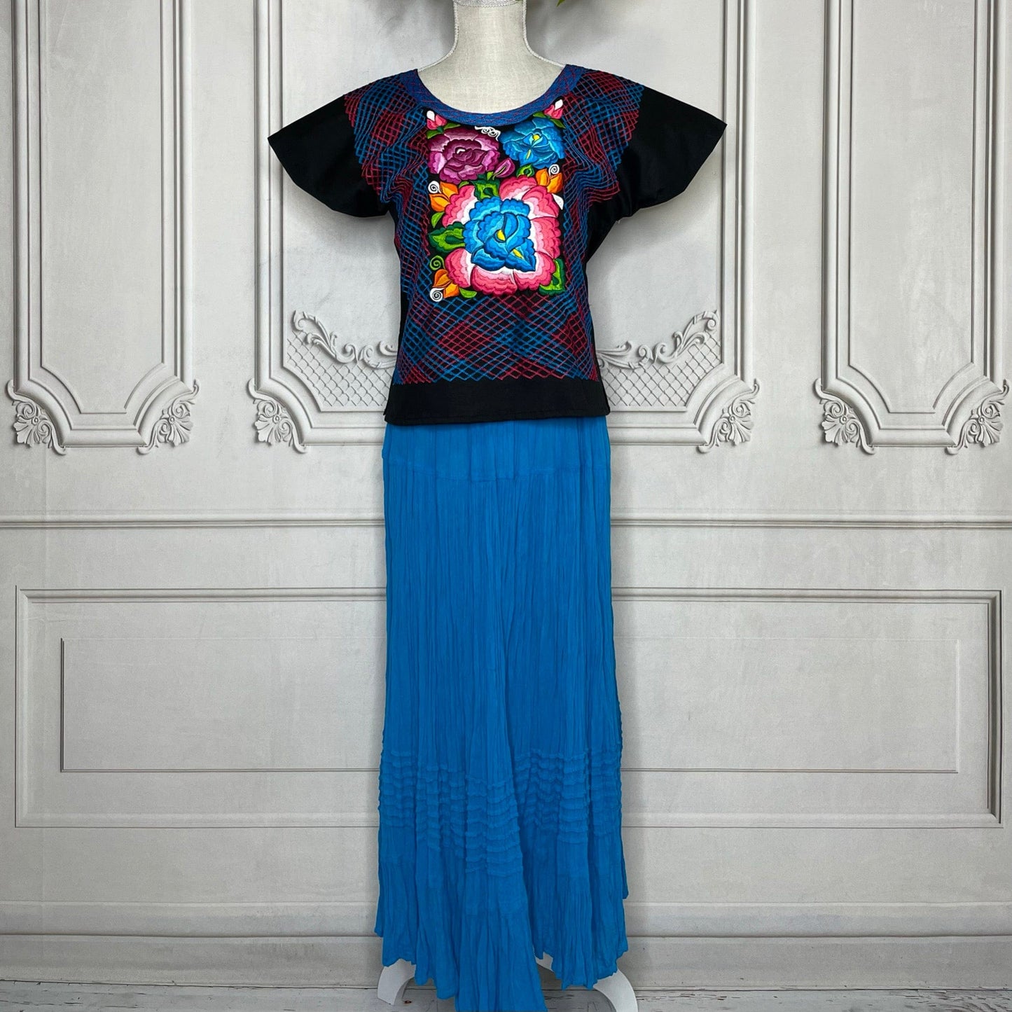 Frida Kahlo Huipil Blouse Stretch Flower