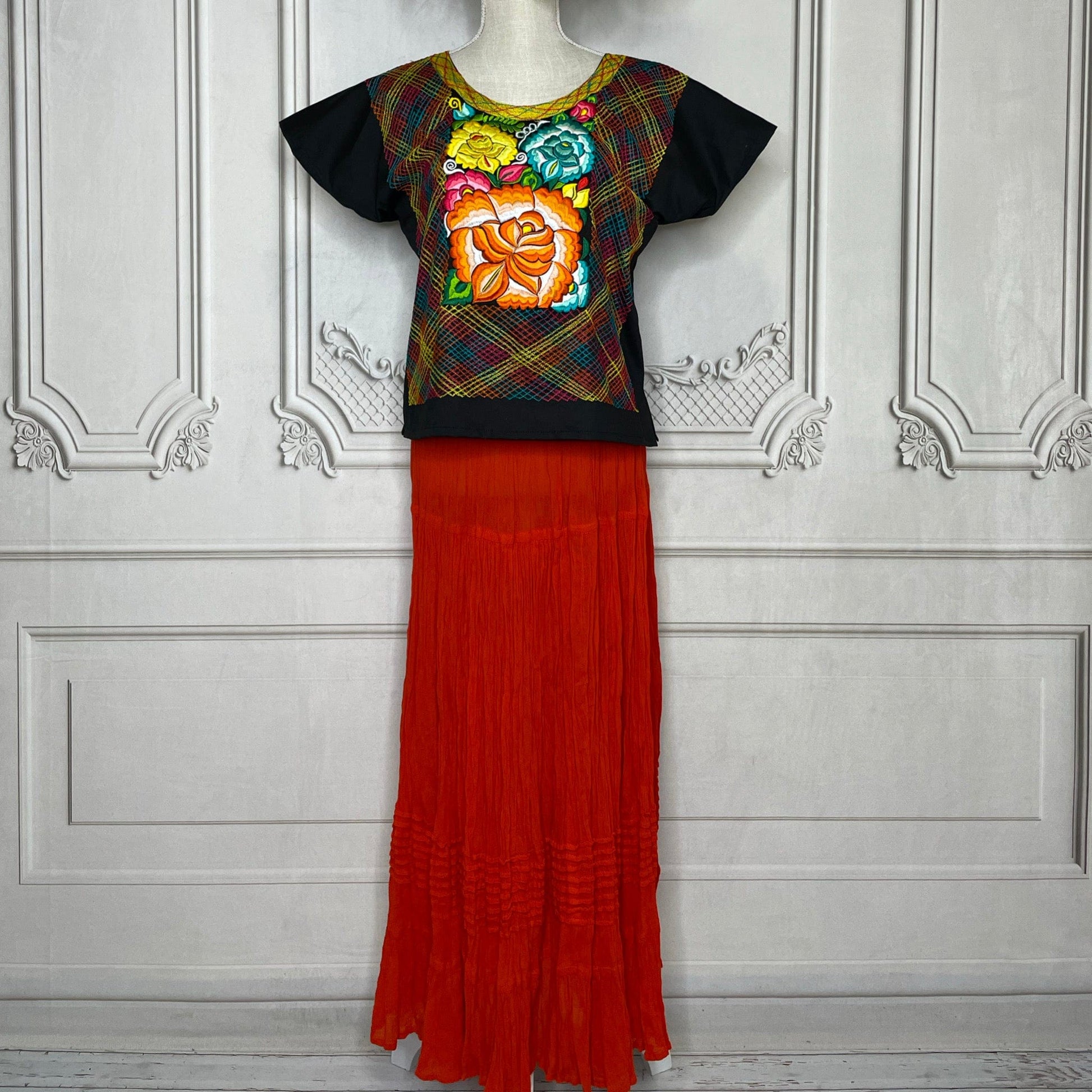 Frida Kahlo Huipil Blouse Stretch Flower