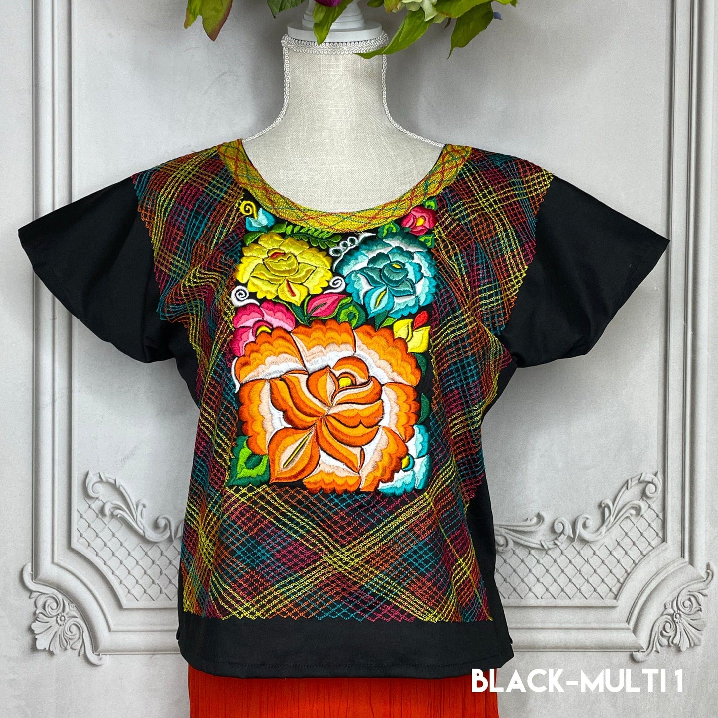 Frida Kahlo Huipil Blouse Stretch Flower