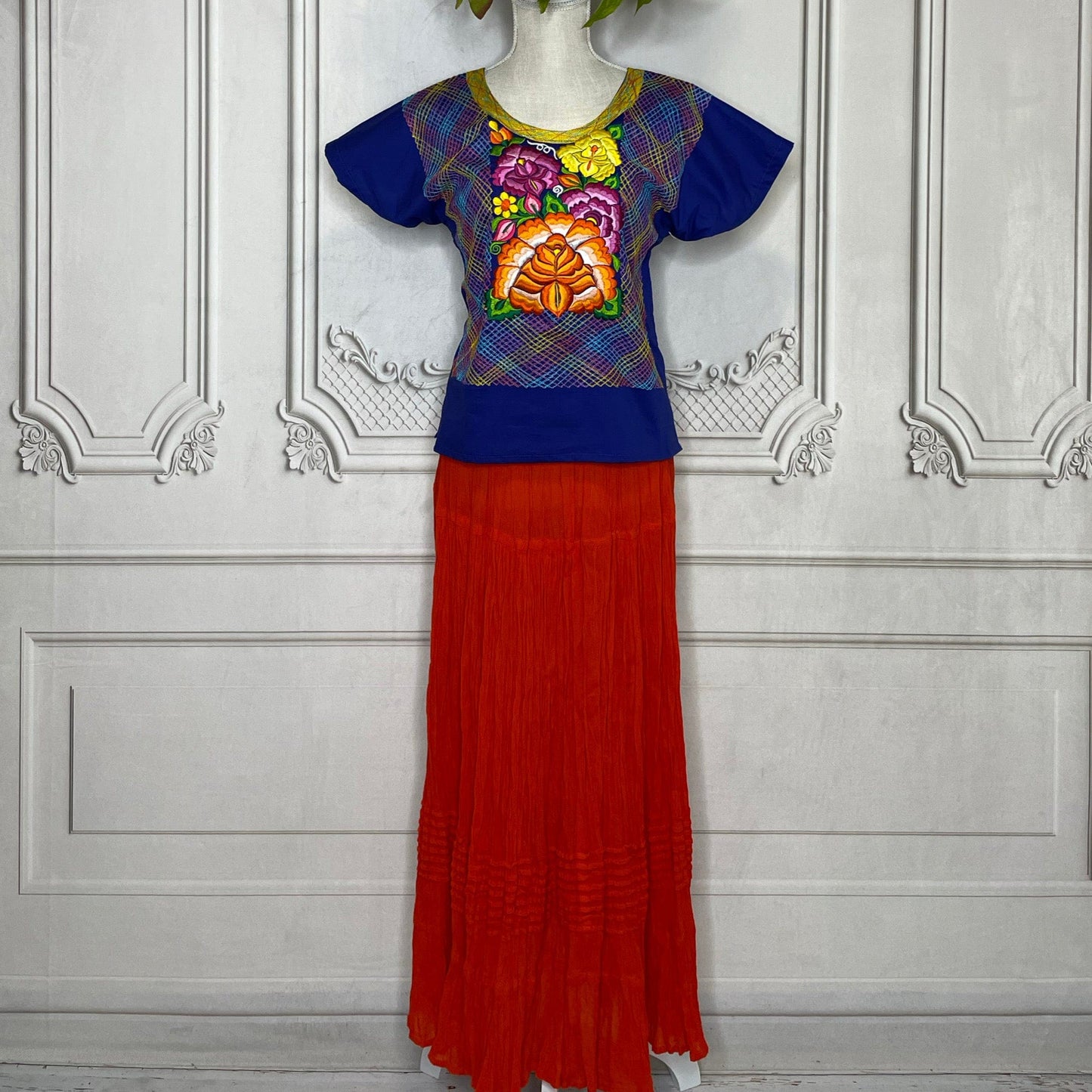 Frida Kahlo Huipil Blouse Stretch Flower