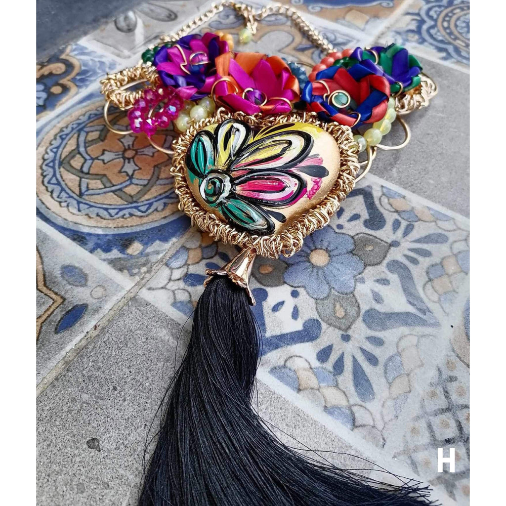 Hand Made Mexican Heart Necklace - Ceramic