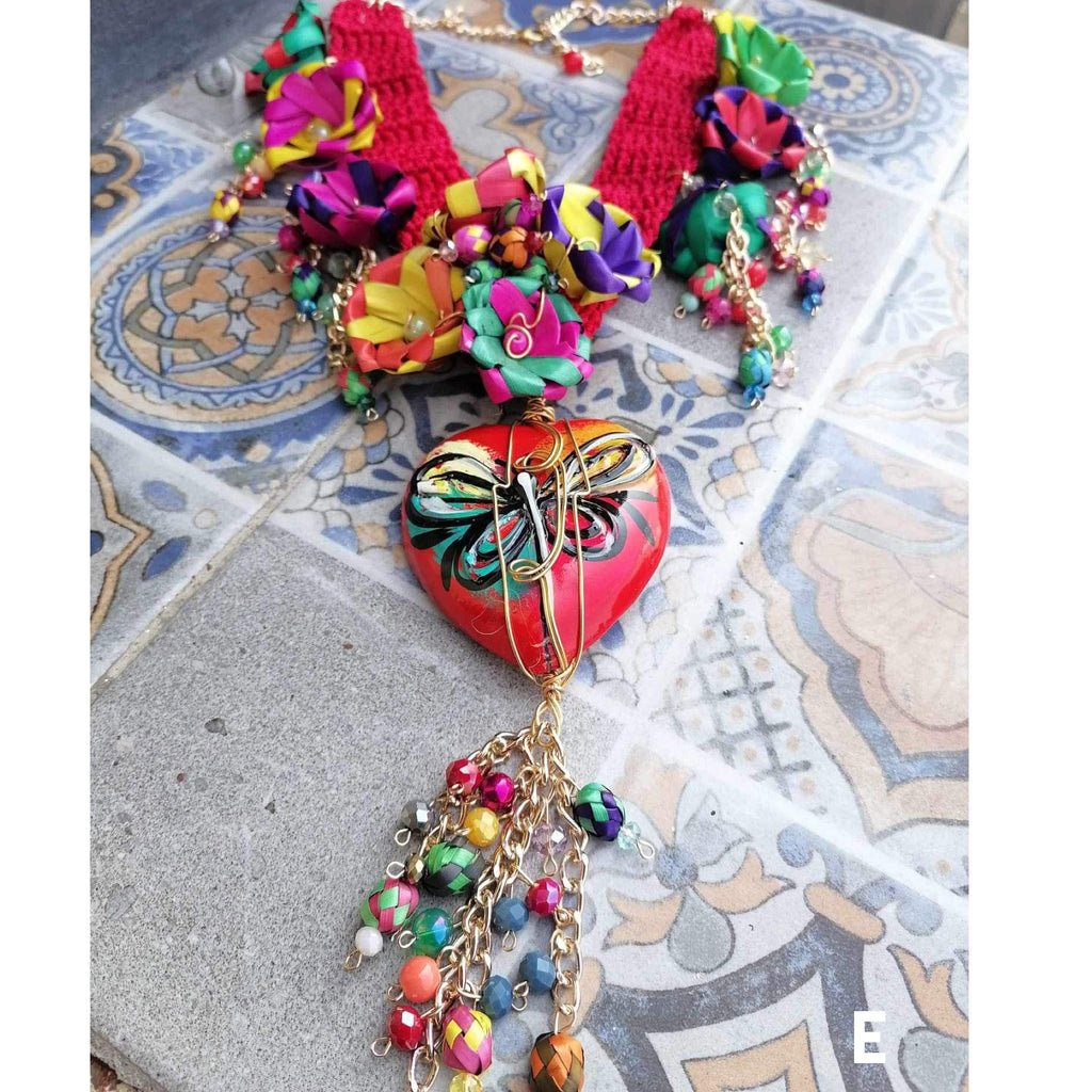 Hand Made Mexican Heart Necklace - Ceramic