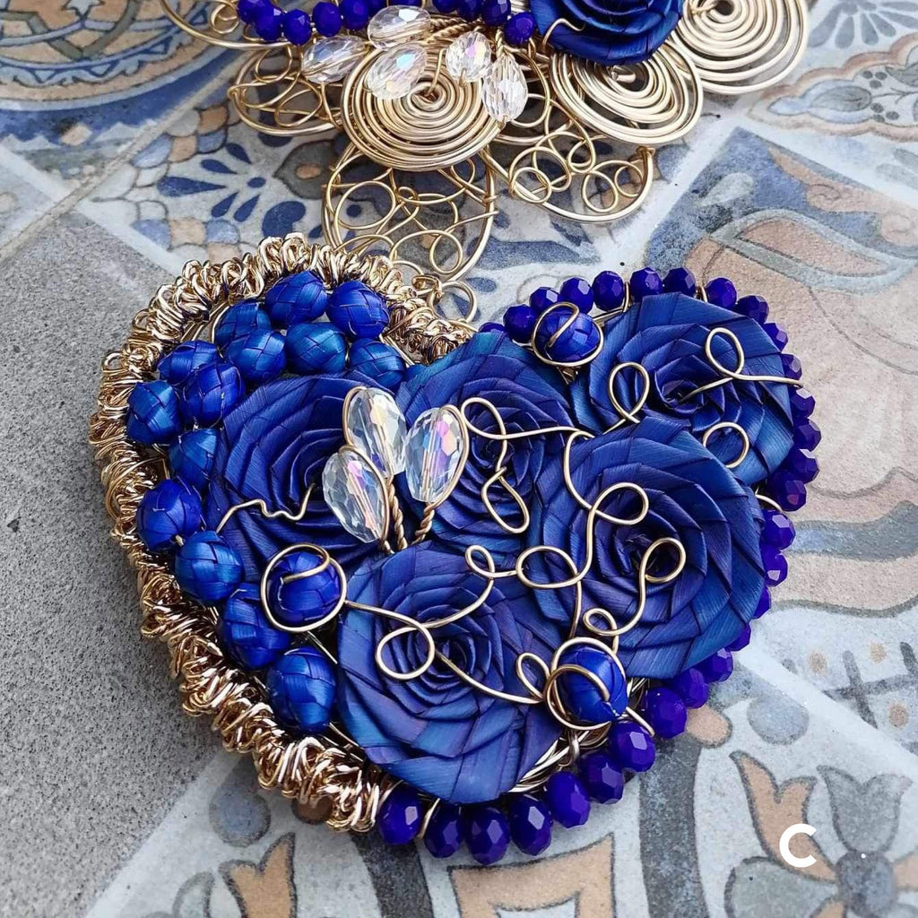 Hand Made Mexican Heart Necklace - Ceramic