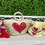 Hand Painted Flying Heart Tote and Hat Set