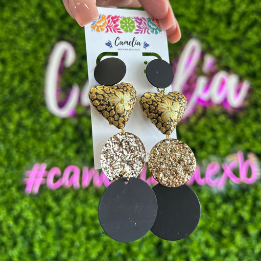 Hand Painted Heart Circle Drop Earrings Hand Painted Heart Circle Drop Earrings