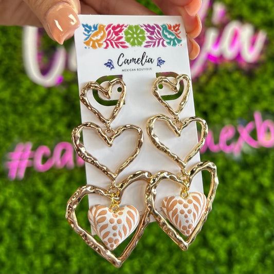 Hand Painted Heart Drop Earrings Hand Painted Heart Drop Earrings