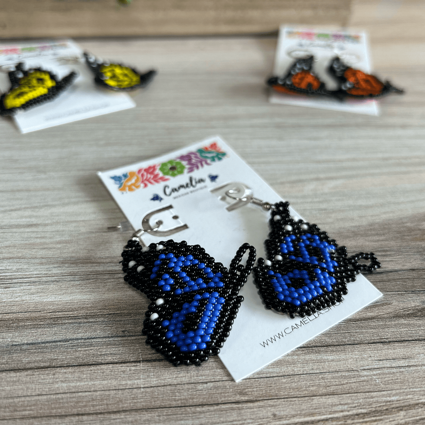 Huichol Native American Beaded Butterfly Earrings