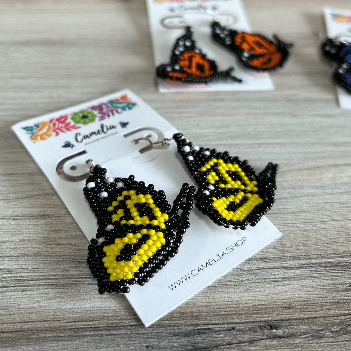 Huichol Native American Beaded Butterfly Earrings