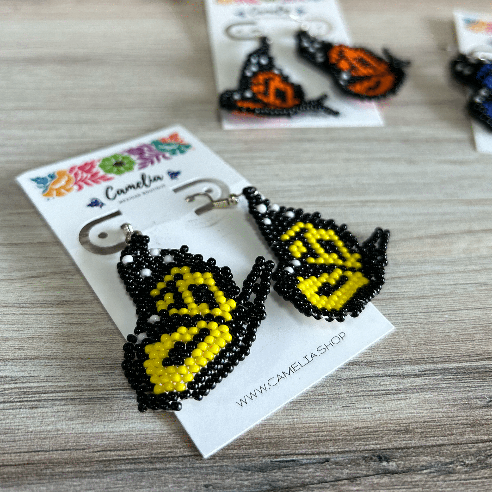 Huichol Native American Beaded Butterfly Earrings