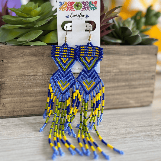 Huichol Native American Beaded  Earrings - Large Eagle