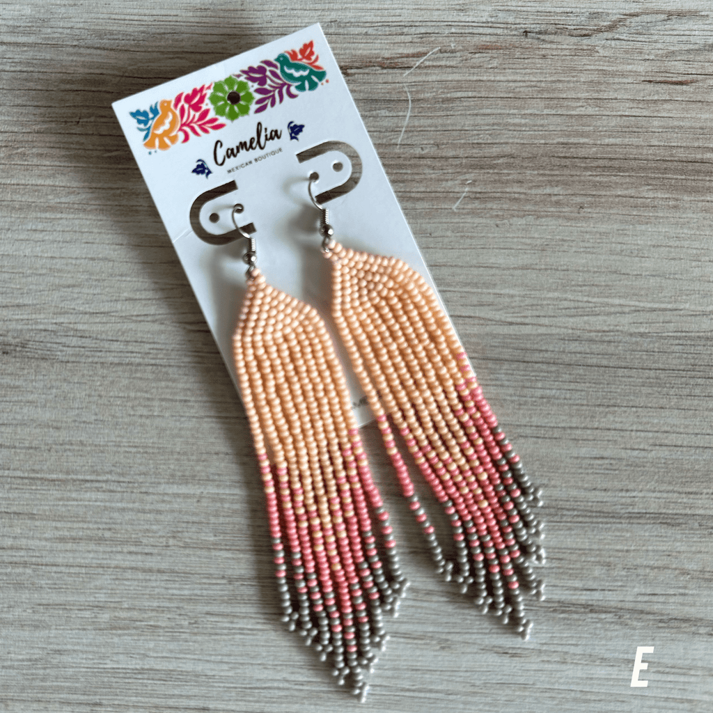 Huichol Native American Beaded  Earrings - Rainfall