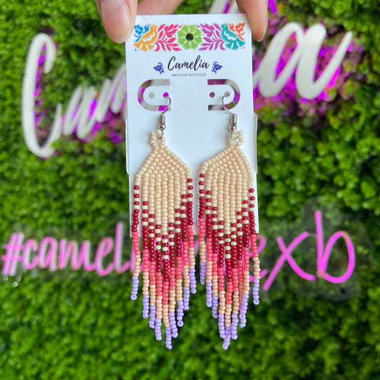 Huichol Native American Beaded  Earrings - Rainfall Huichol Native American Beaded  Earrings - Rainfall