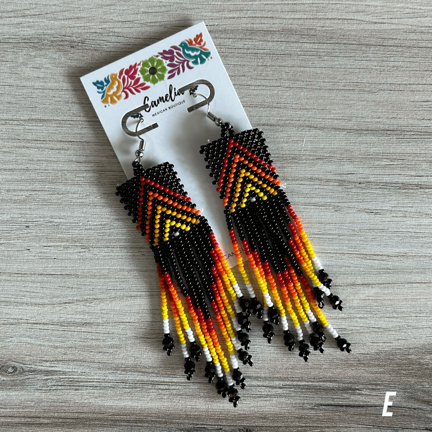 Huichol Native American Beaded  Earrings - Sarape