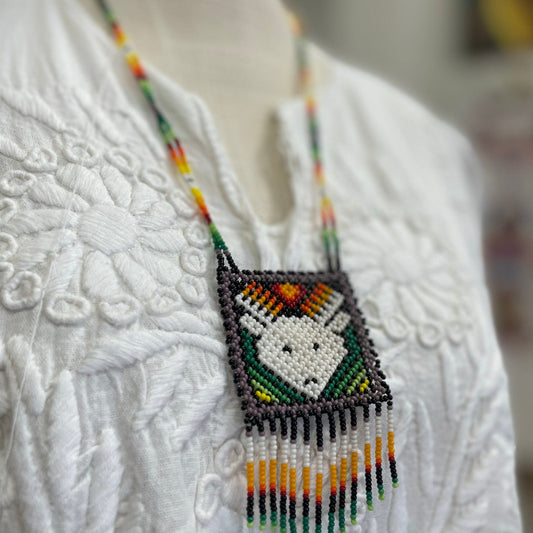 Huichol Native American Beaded Necklace - Deer