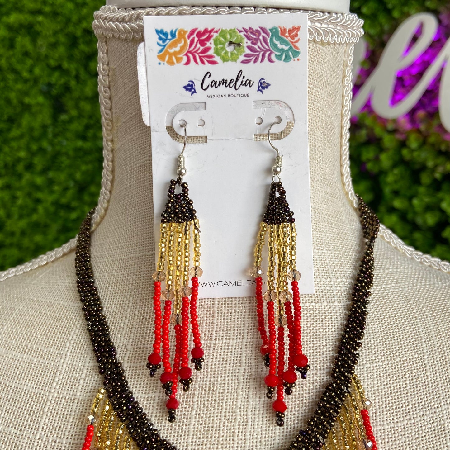 Huichol Native American Beaded Necklace Set - Rainfall Huichol Native American Beaded Necklace Set - Rainfall