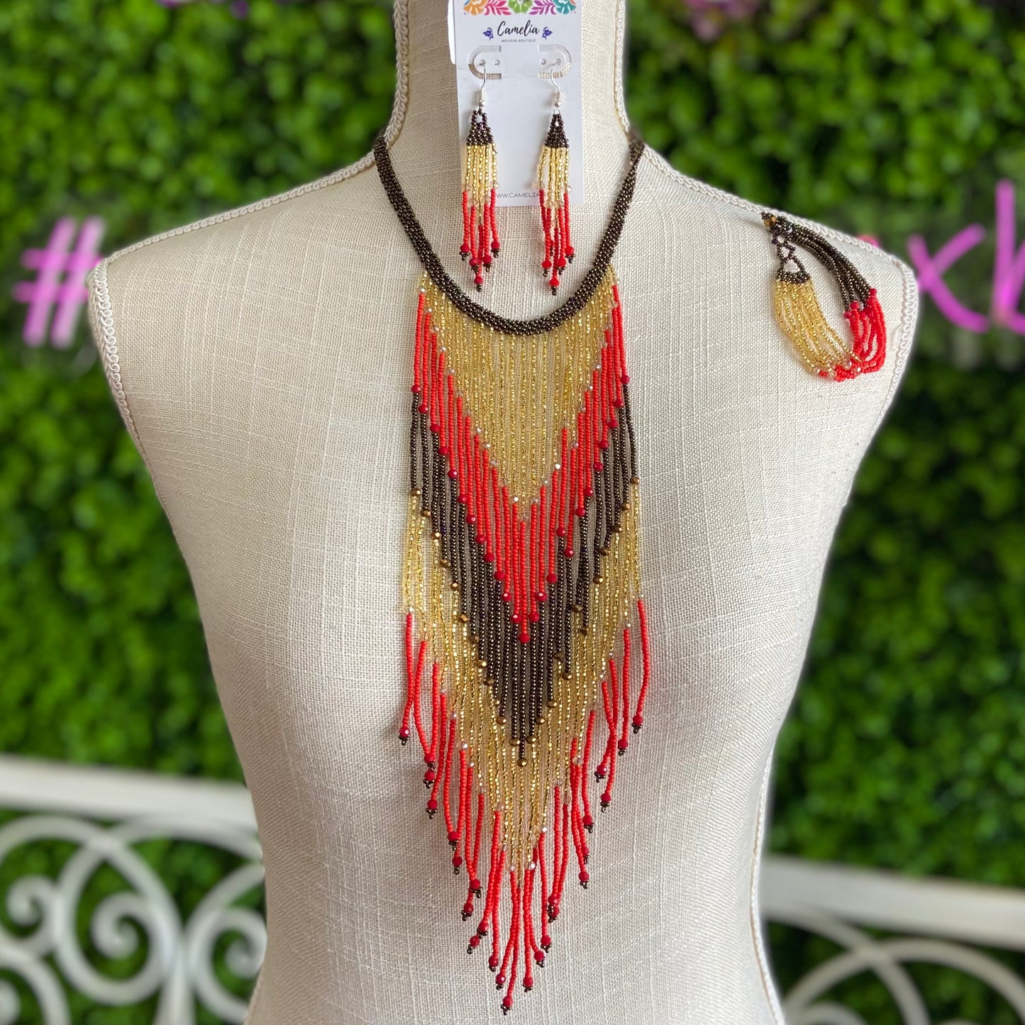 Huichol Native American Beaded Necklace Set - Rainfall Huichol Native American Beaded Necklace Set - Rainfall