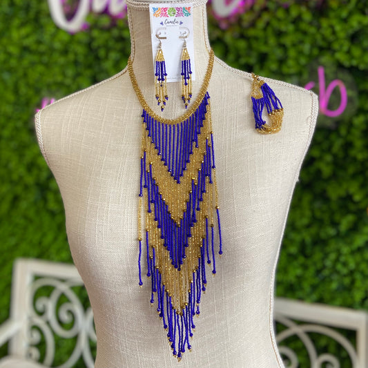 Huichol Native American Beaded Necklace Set - Rainfall Huichol Native American Beaded Necklace Set - Rainfall