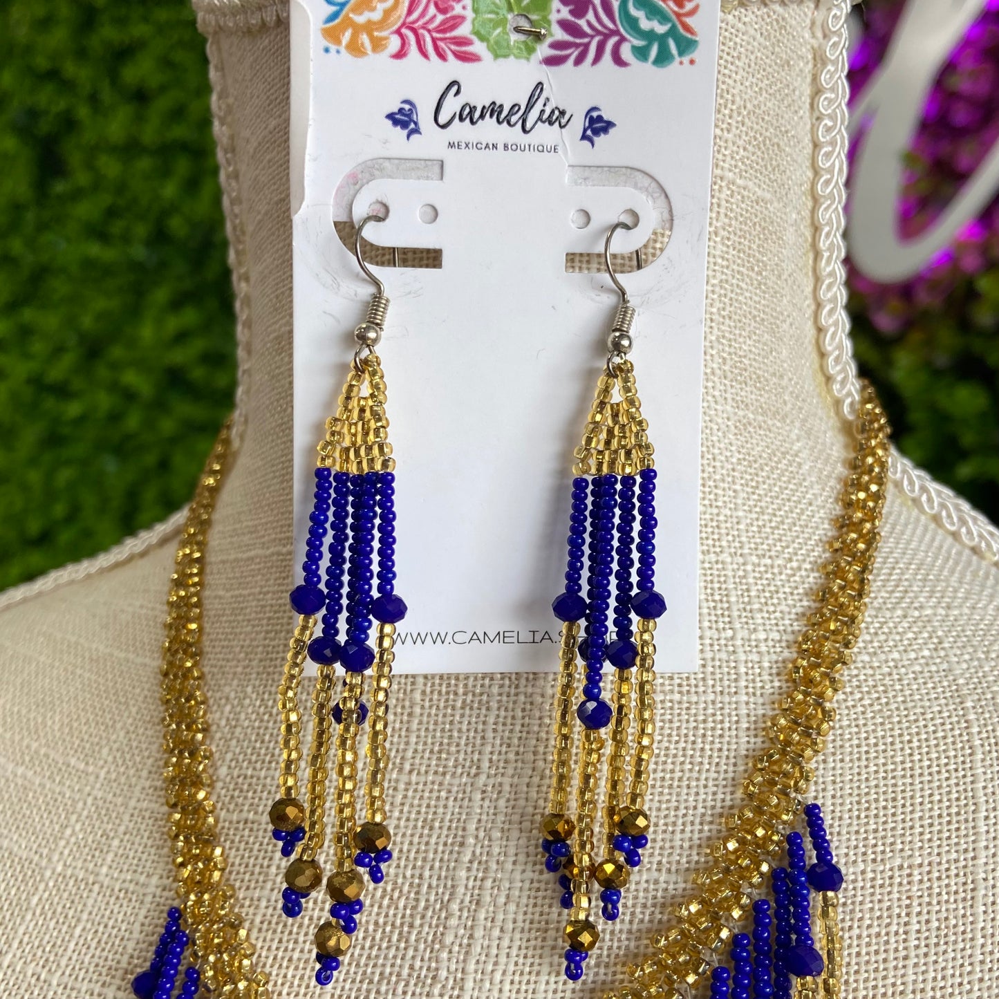 Huichol Native American Beaded Necklace Set - Rainfall Huichol Native American Beaded Necklace Set - Rainfall