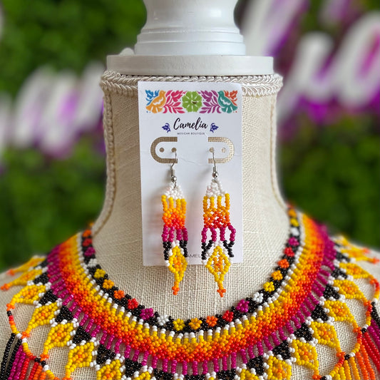 Huichol Native American Beaded Necklace Set - Waterfall Huichol Native American Beaded Necklace Set - Waterfall