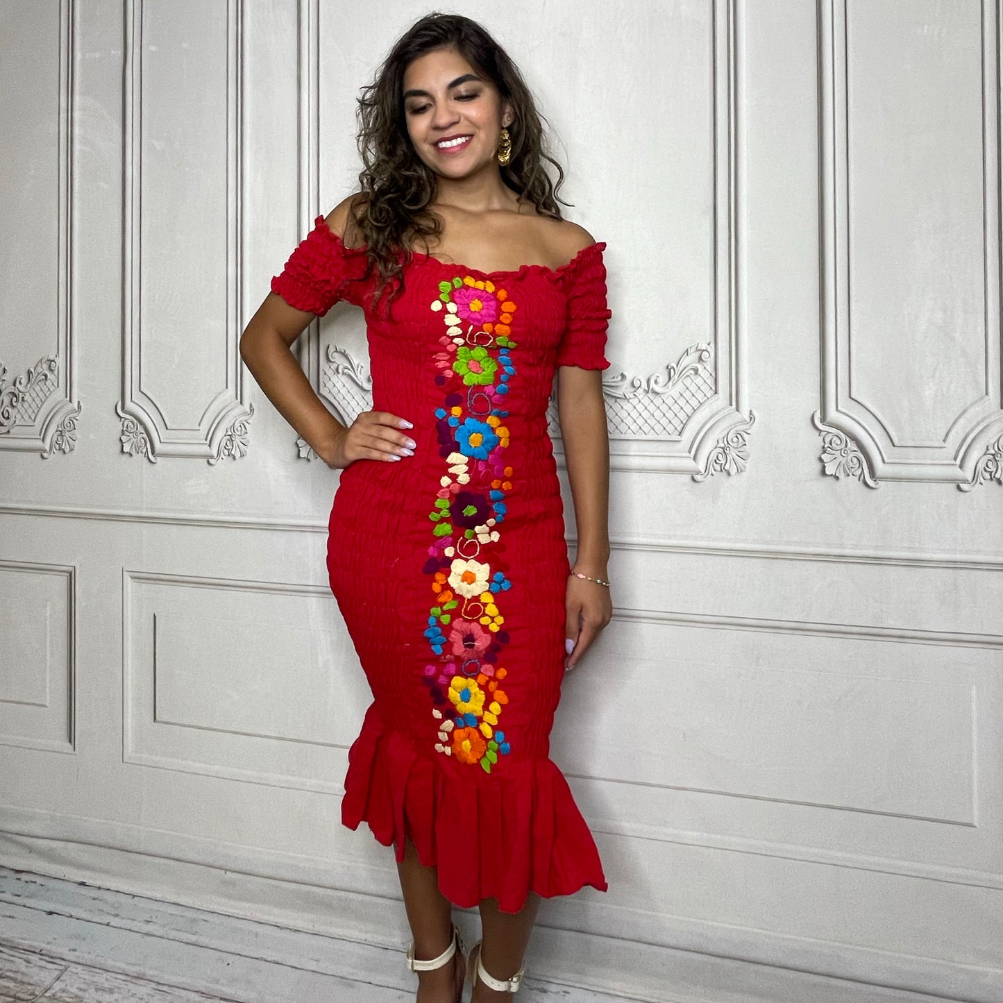 Off Shoulder Elastic Mexican Dress - Rosie