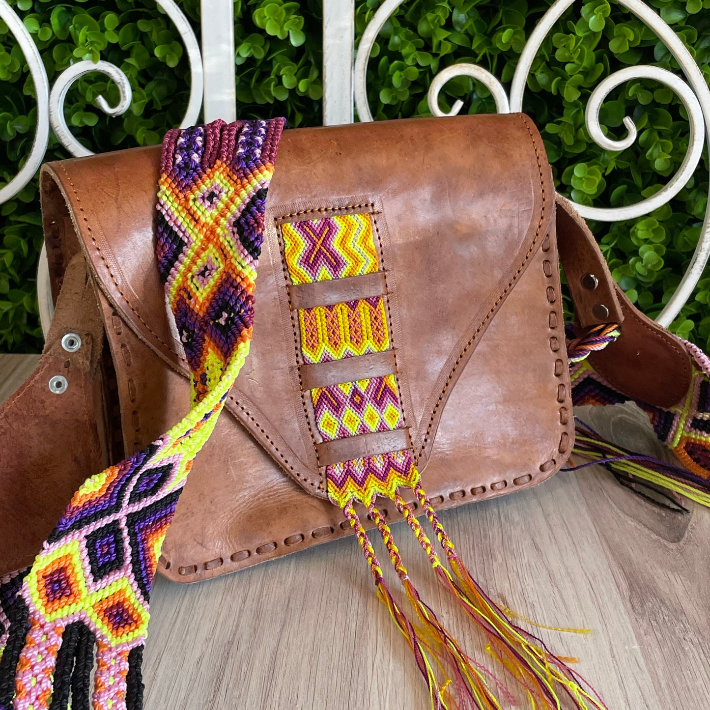 Mexican Leather Portfolio Crossbody Bag - Hand Tooled