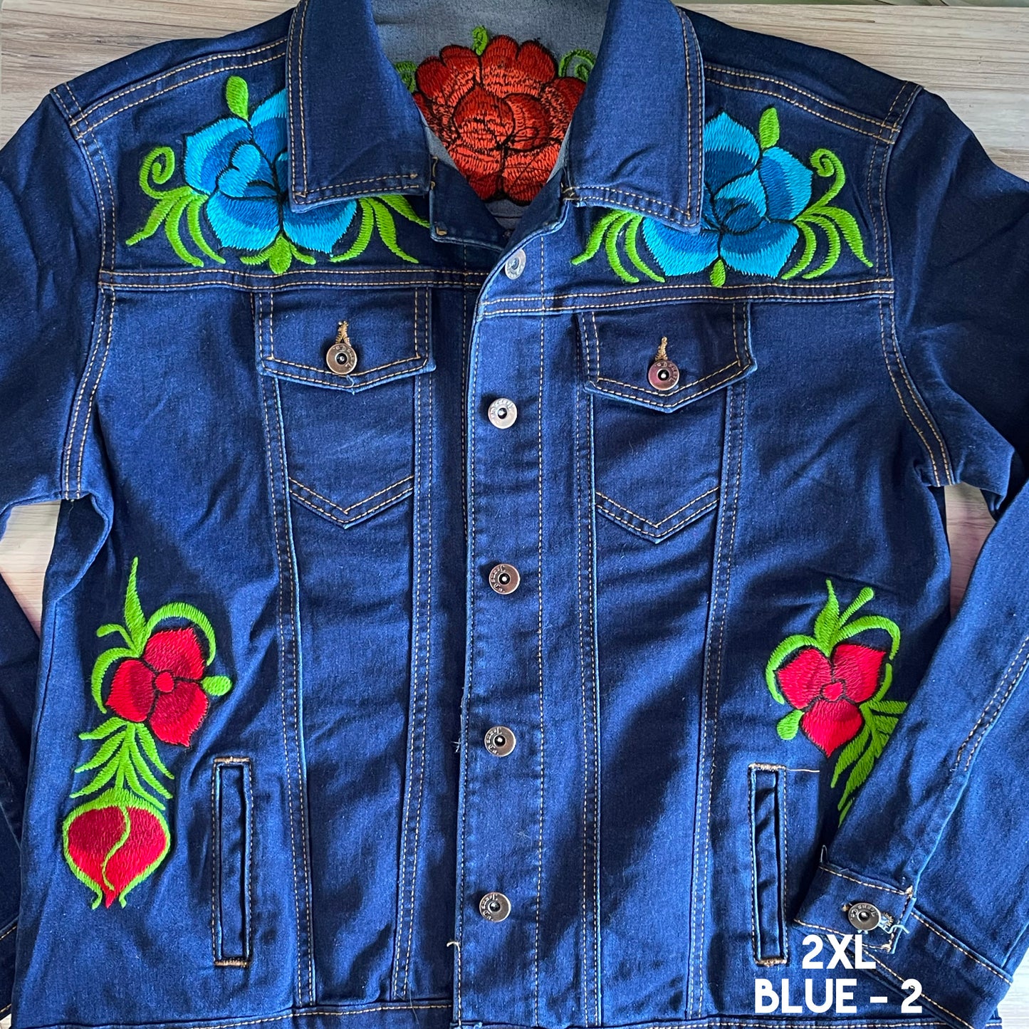 Mexican Embroidered Denim Jacket - Zinia