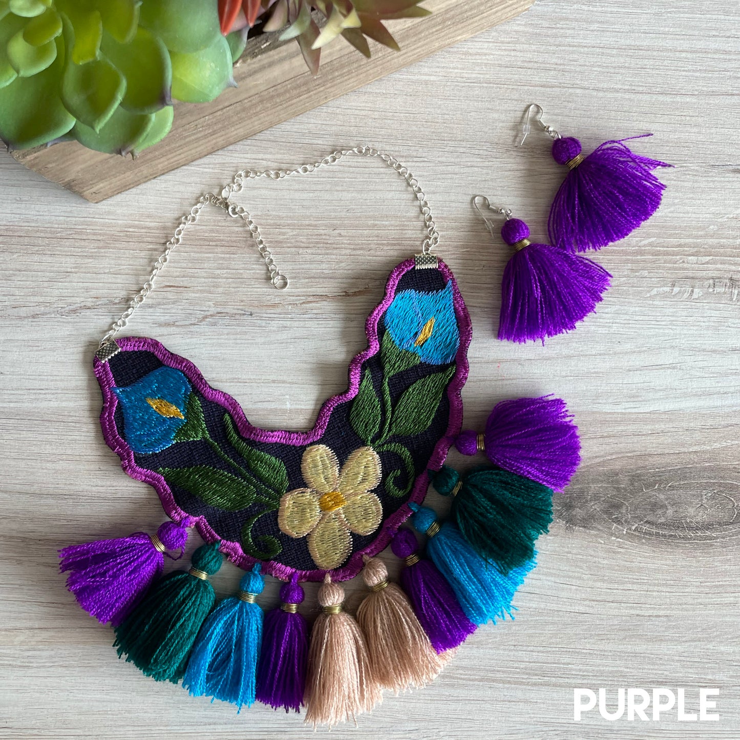Mexican Embroidered Necklace Set