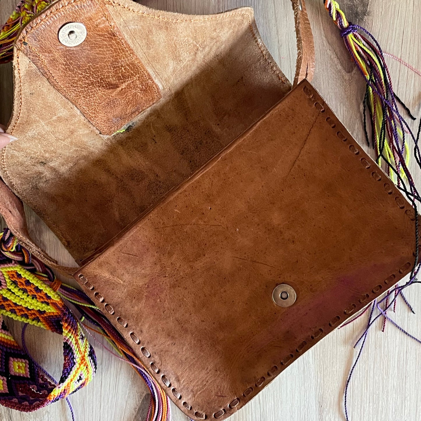 Mexican Leather Portfolio Crossbody Bag - Hand Tooled